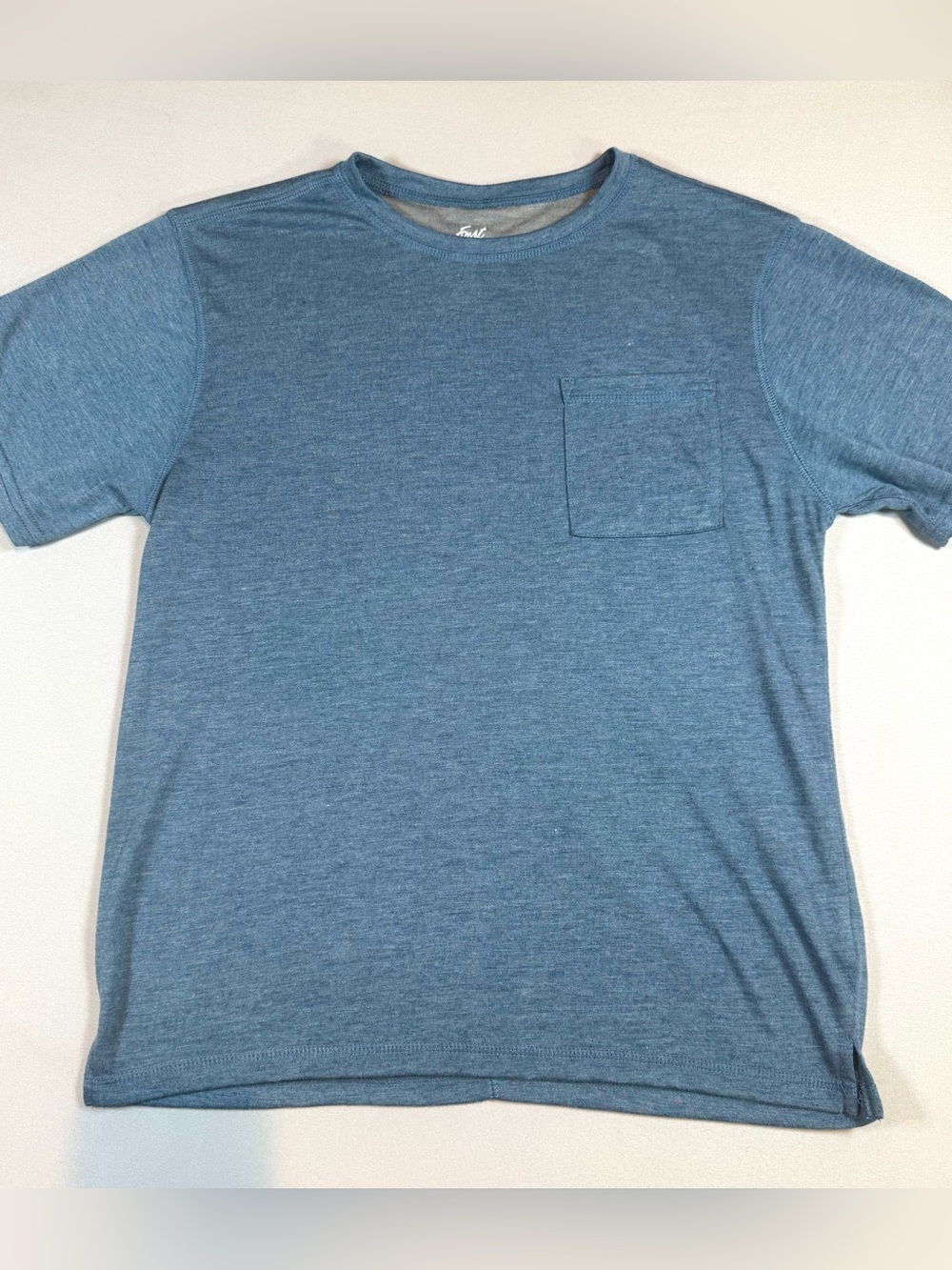 First Wave Boys Heathered Light Blue Soft Feel Pocket Tee Crew Neck Shirt 18/20